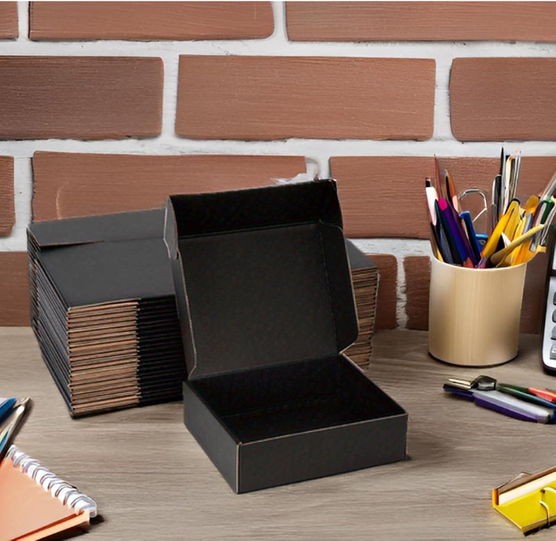 DUZCLI Small Shipping Boxes 7x5x2 Inches – Black Corrugated Cardboard Boxes (20-Pack) for Mailing, Packing, Small Business & Gift Packaging - Recyclable & Sturdy - Image 3